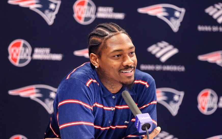 Stefon Diggs is at Patriots OTAs on Monday